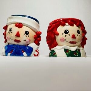 Raggedy Ann & Andy Hand-Painted Mugs Set of 2 Sakura 1998